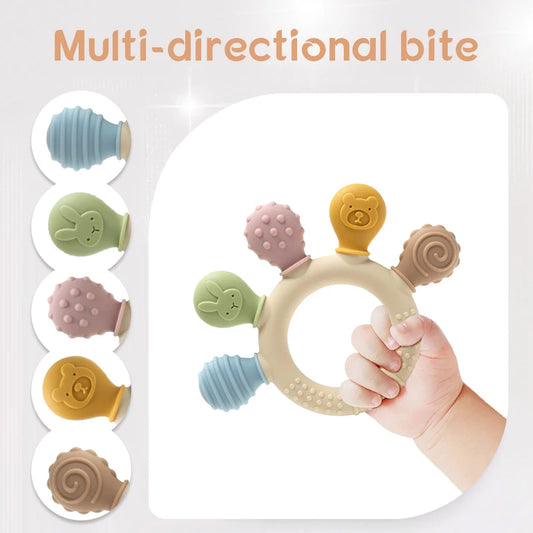 New hand multicolor Silicone Baby Ring Teether